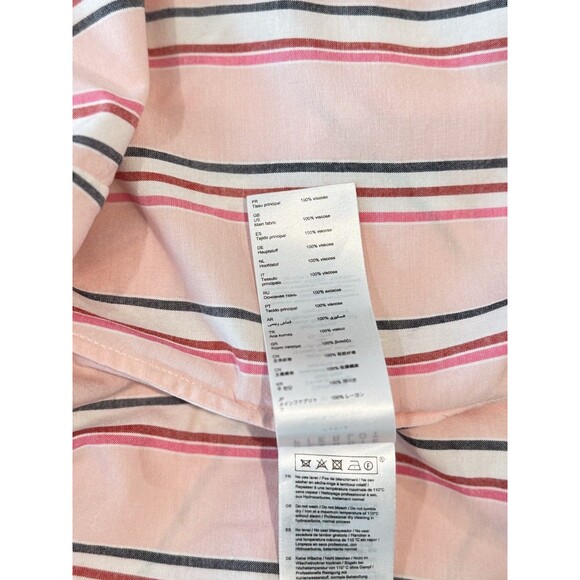 CLAUDIE PIERLOT Womens Top Pink Ruffle Pinstriped Long Sleeve Blouse 40 US Large - Picture 8 of 9